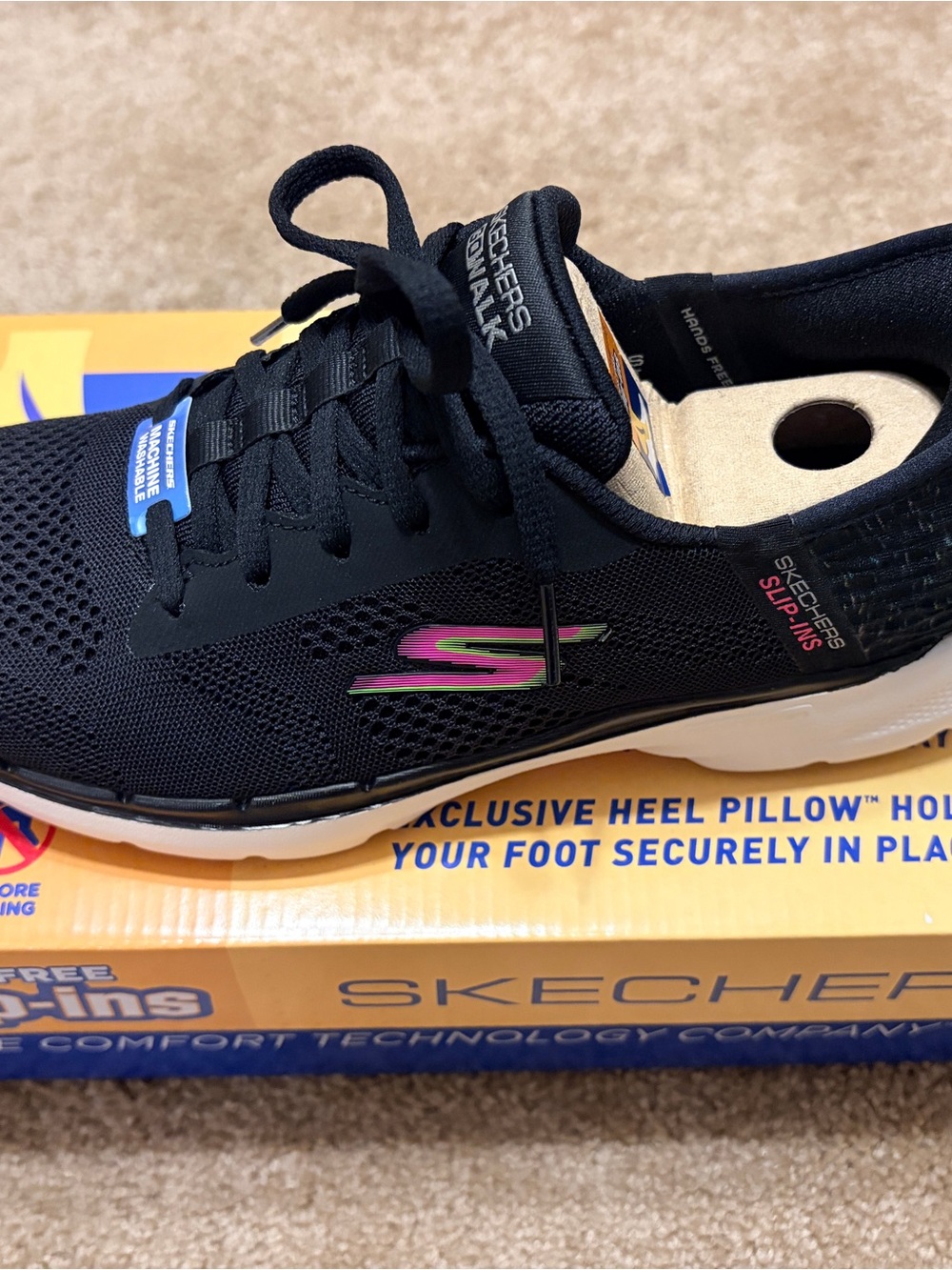 Skechers Slip-Ins Shoe Box in Yellow and Blue - Picture 3 of 3